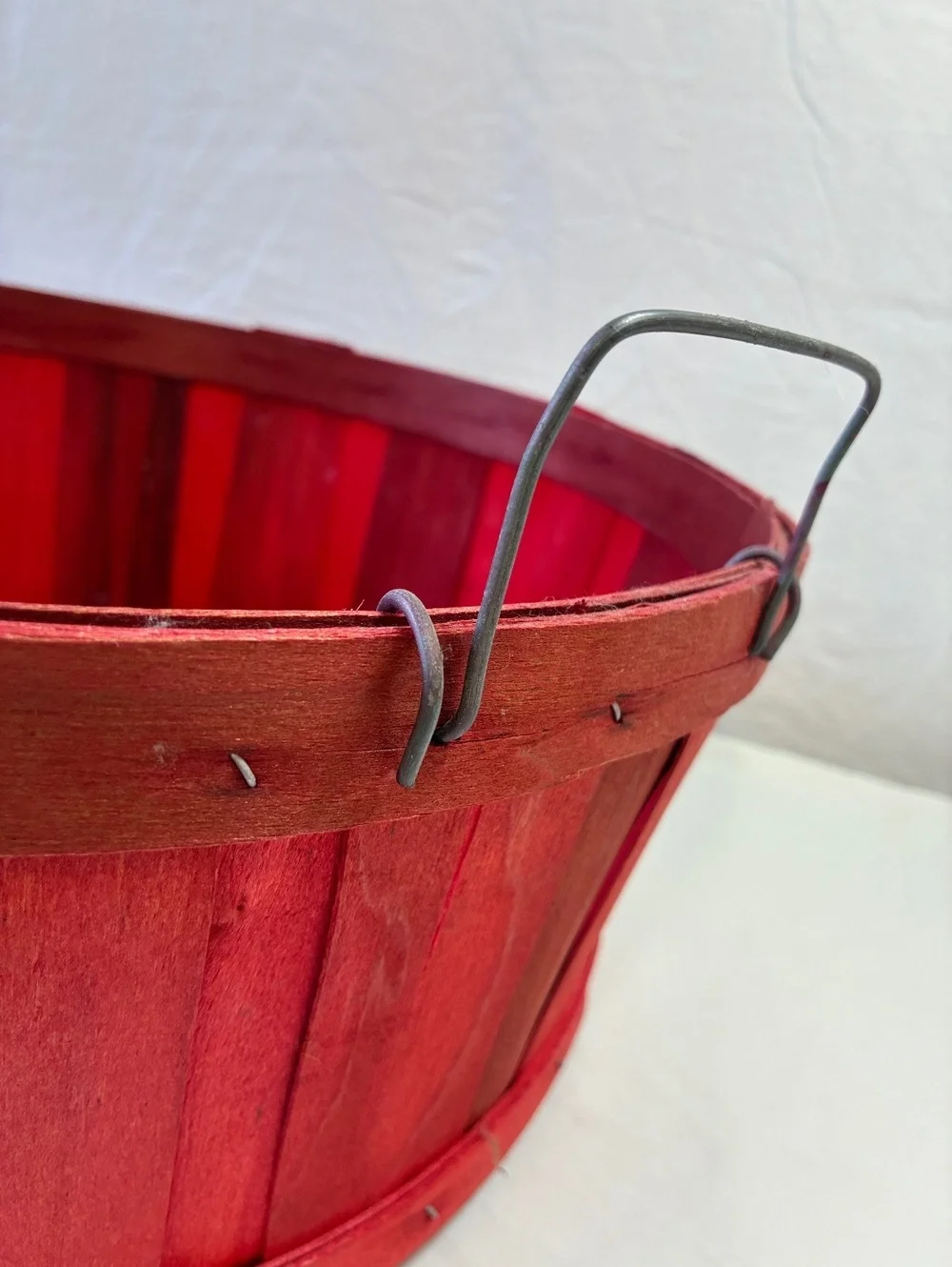 Vintage Red Wooden 1/2 Bushel Basket